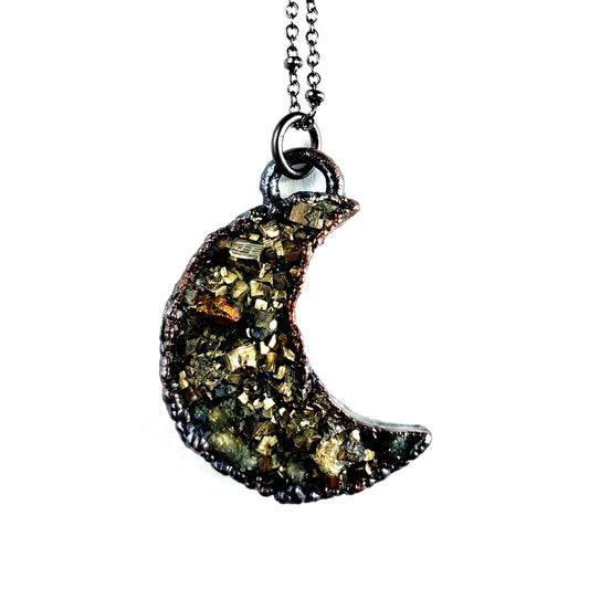 Pyrite Crescent Moon Necklace