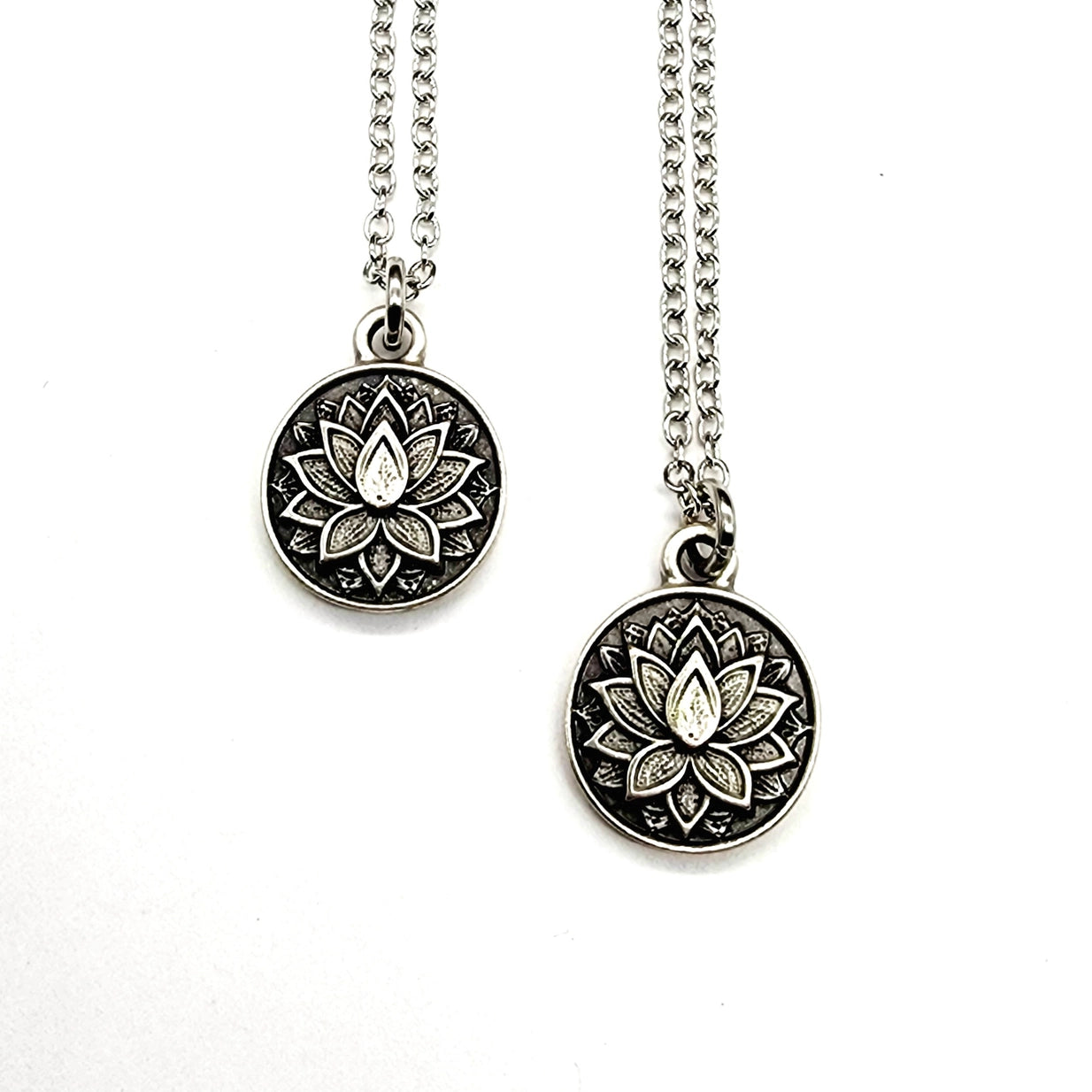 Silver Lotus Pendant Necklace
