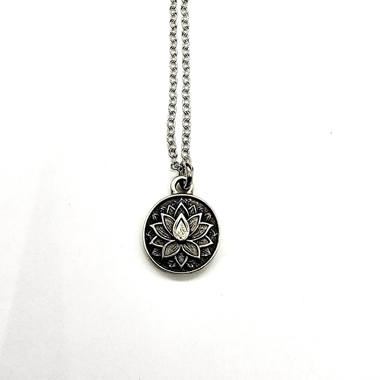 Silver Lotus Pendant Necklace
