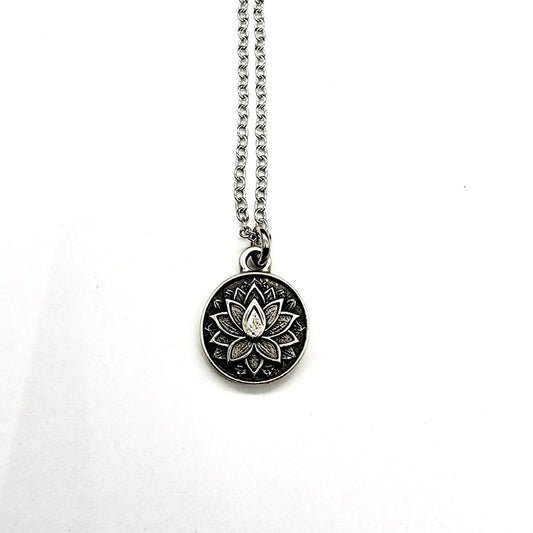 Silver Lotus Pendant Necklace