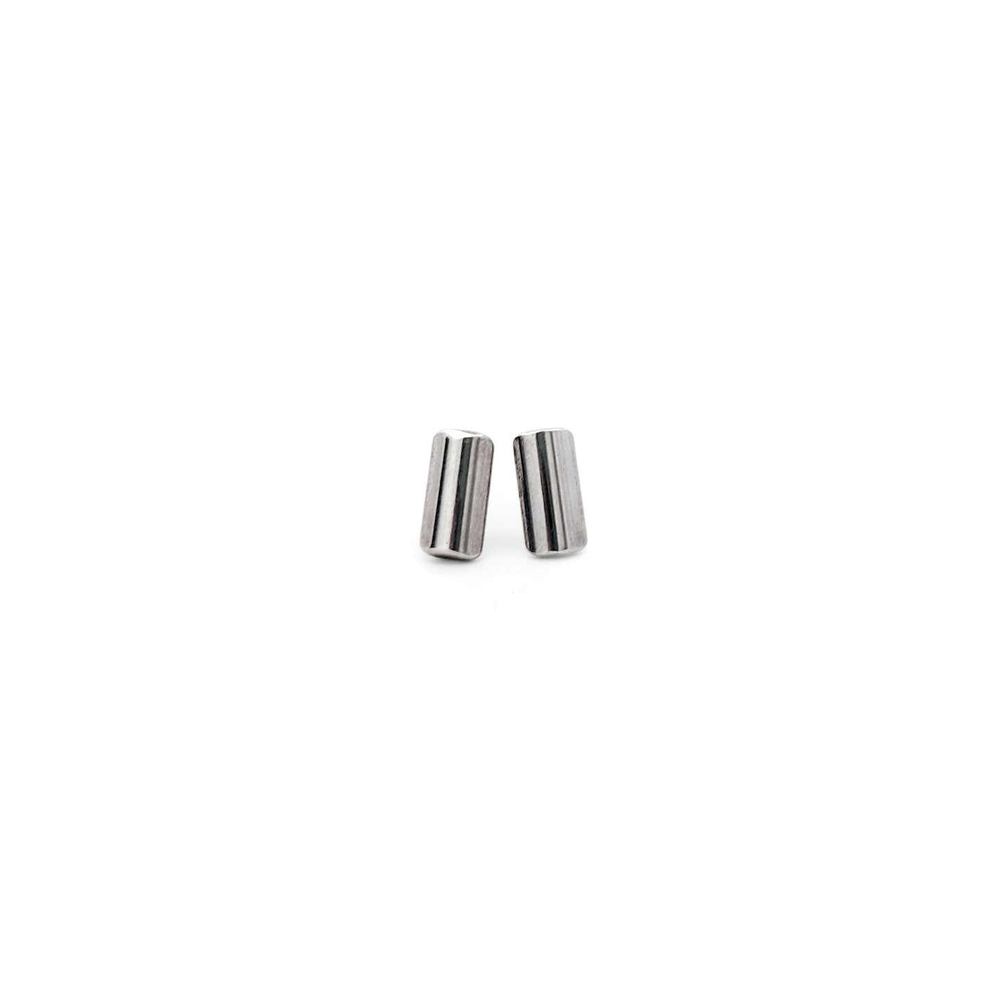 Short Sterling Silver Half-Round Bar Studs