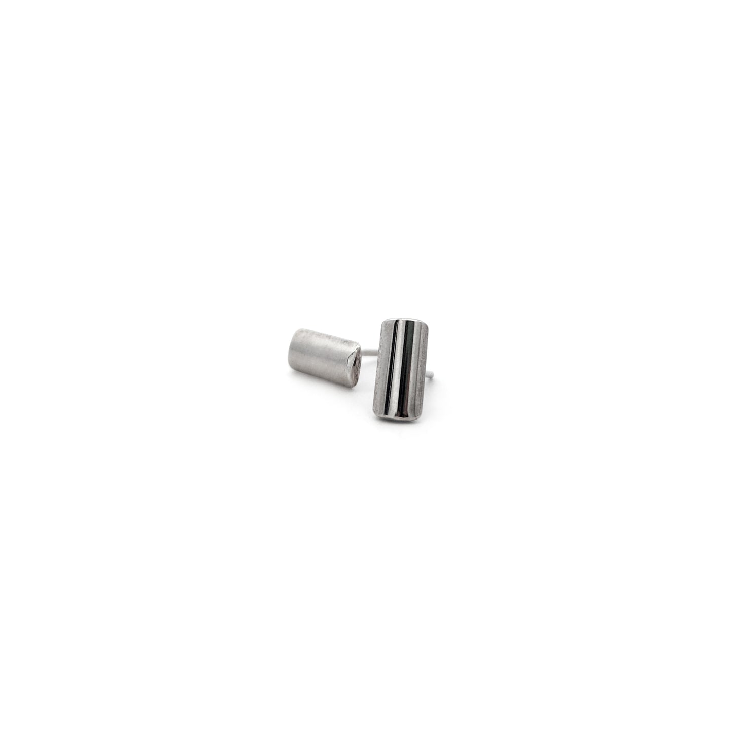 Short Sterling Silver Half-Round Bar Studs