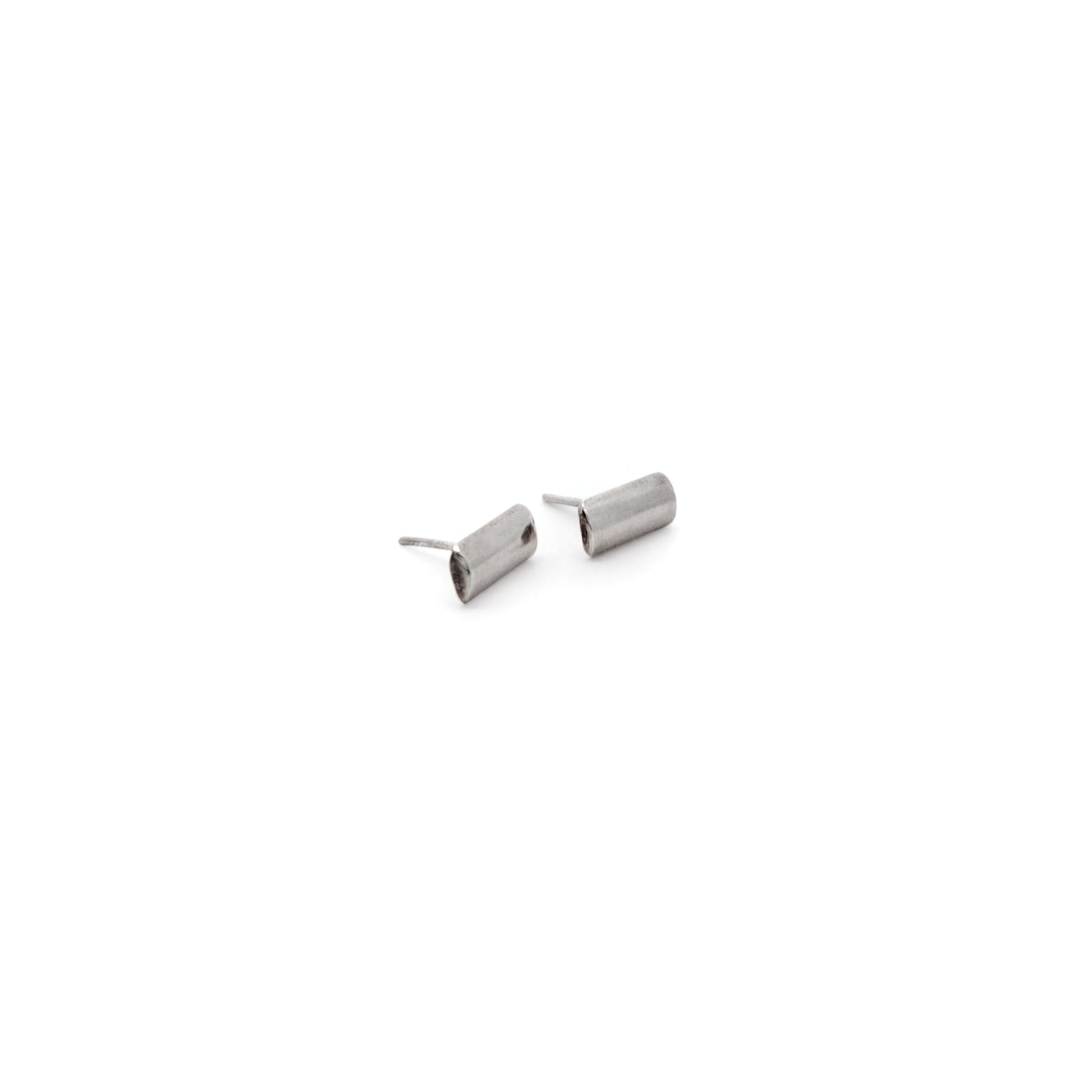 Short Sterling Silver Half-Round Bar Studs