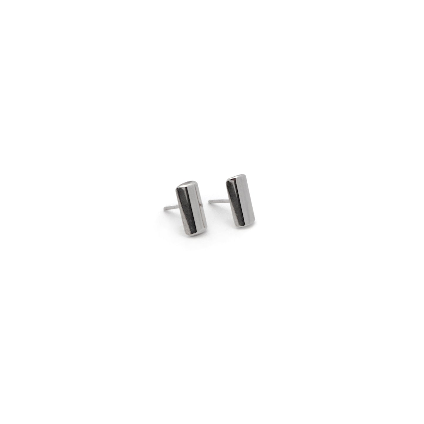 Short Sterling Silver Half-Round Bar Studs