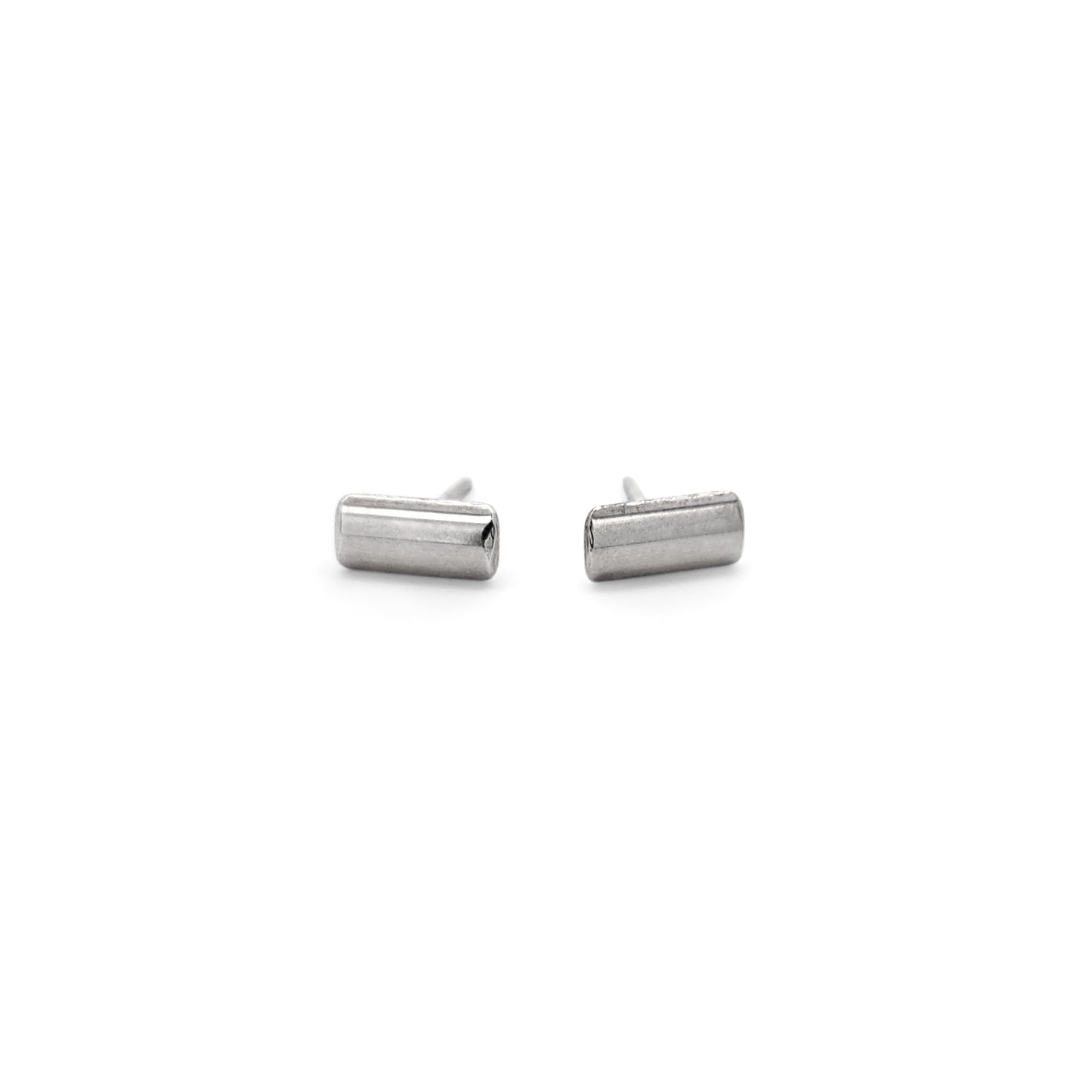 Short Sterling Silver Half-Round Bar Studs