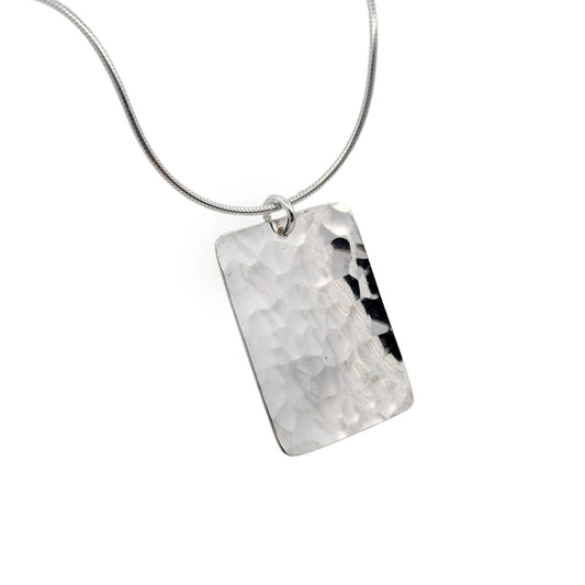 Silver Hammered Rectangle Pendant