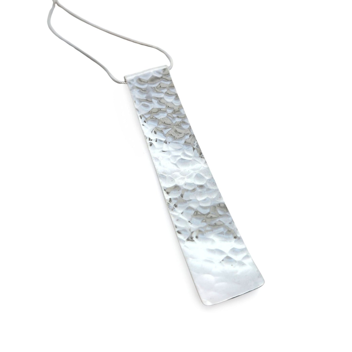Silver Hammered Long Rectangle Pendant