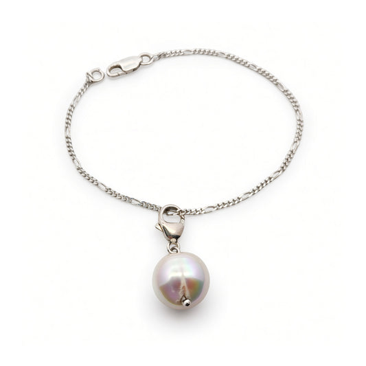 Sterling Silver & White Pearl Chain Bracelet