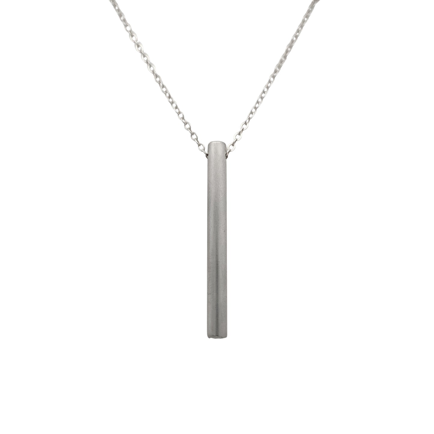 Silver Tube Pendant Necklace