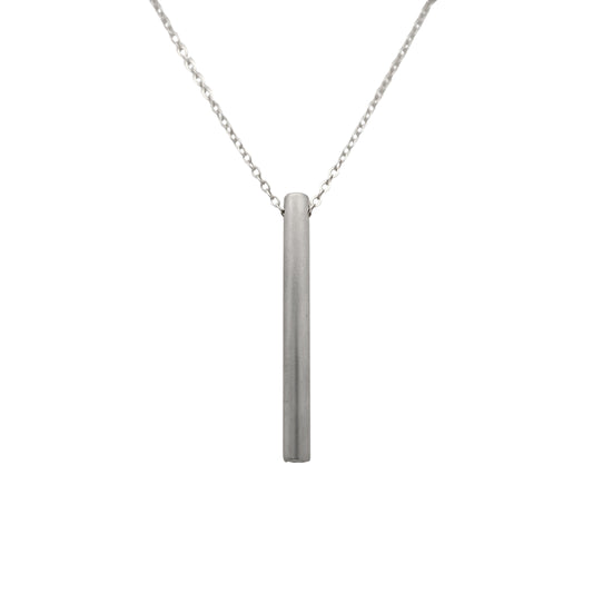 Silver Tube Pendant Necklace