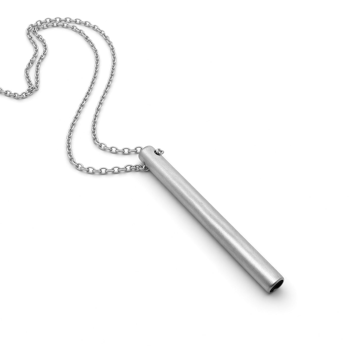 Silver Tube Pendant Necklace