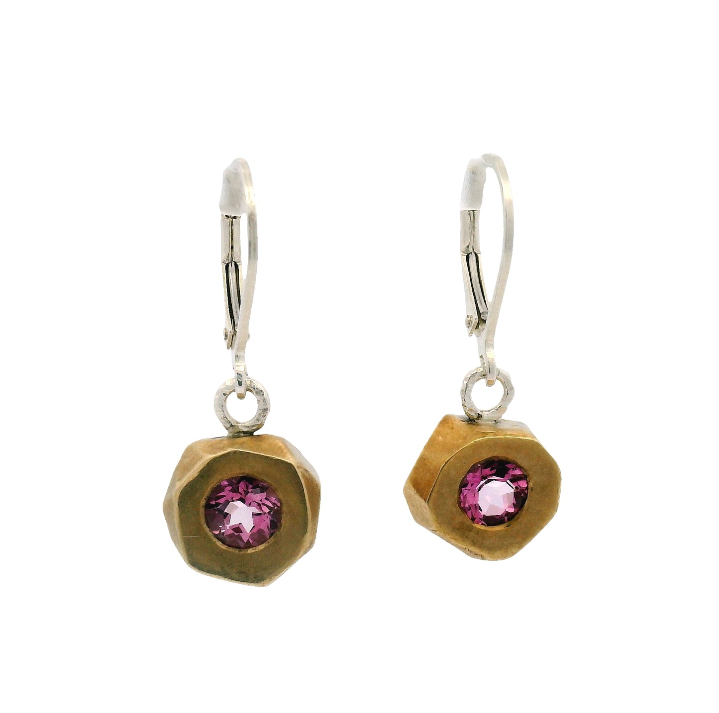 Pink Tourmaline and Bronze Earrings