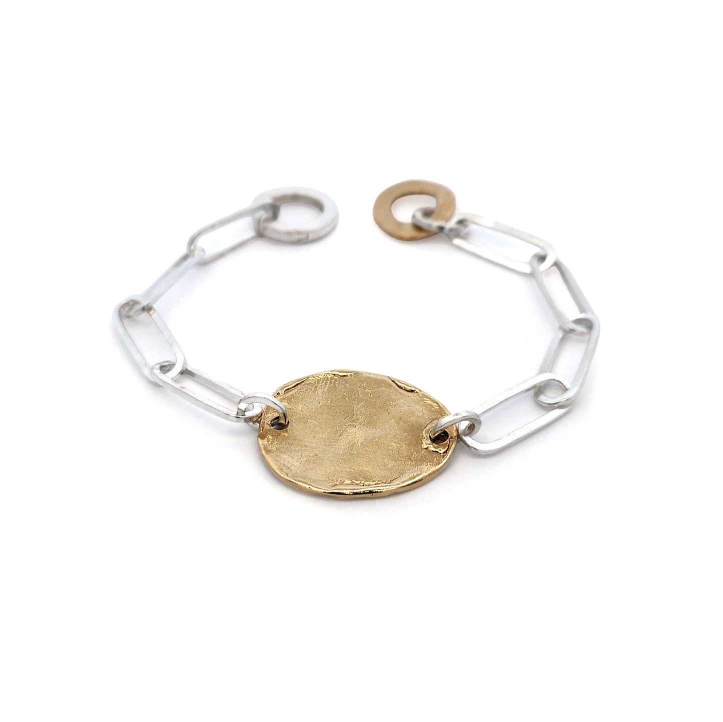 Mixed Metal Paperclip ID Bracelet