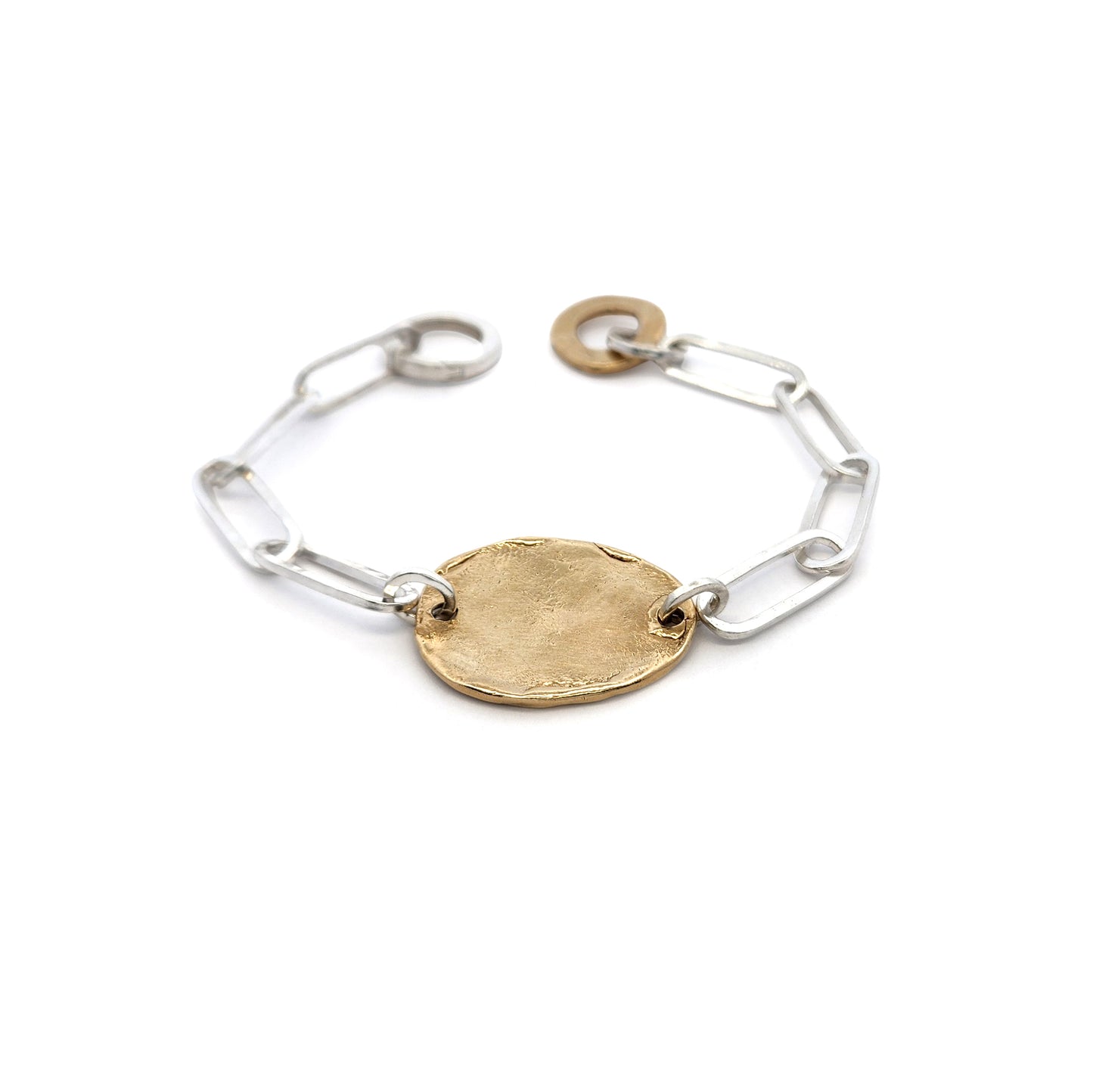 Mixed Metal Paperclip ID Bracelet
