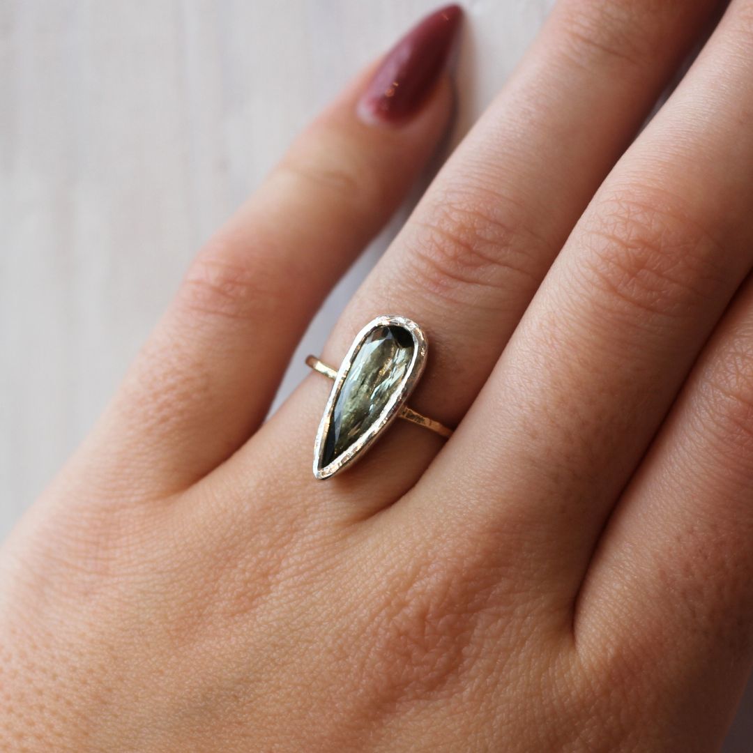 Silver and Gold Tourmaline Ring