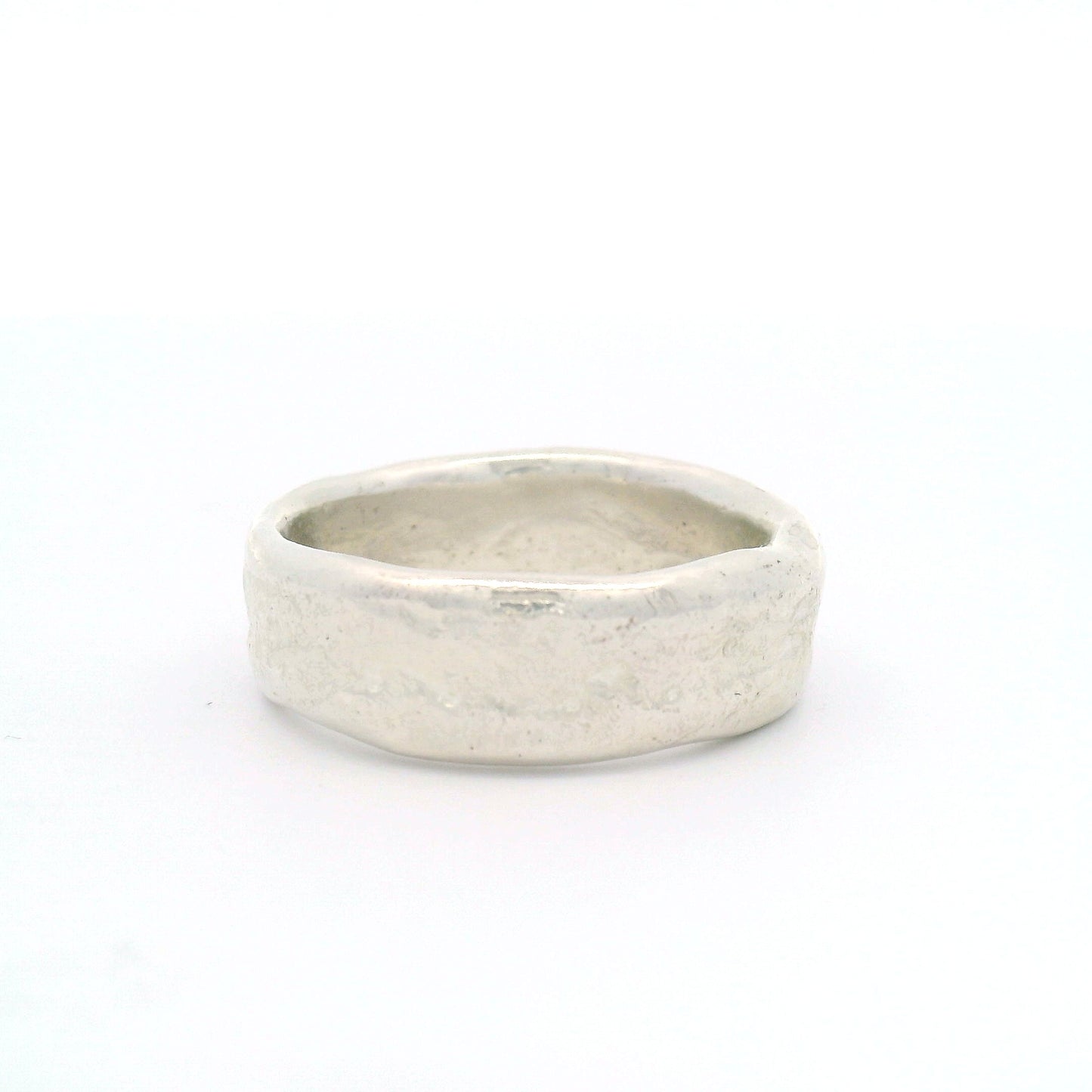 Silver Artisanal Soft Textured Hammered Band