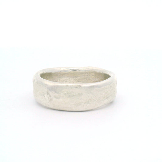 Silver Artisanal Soft Textured Hammered Band