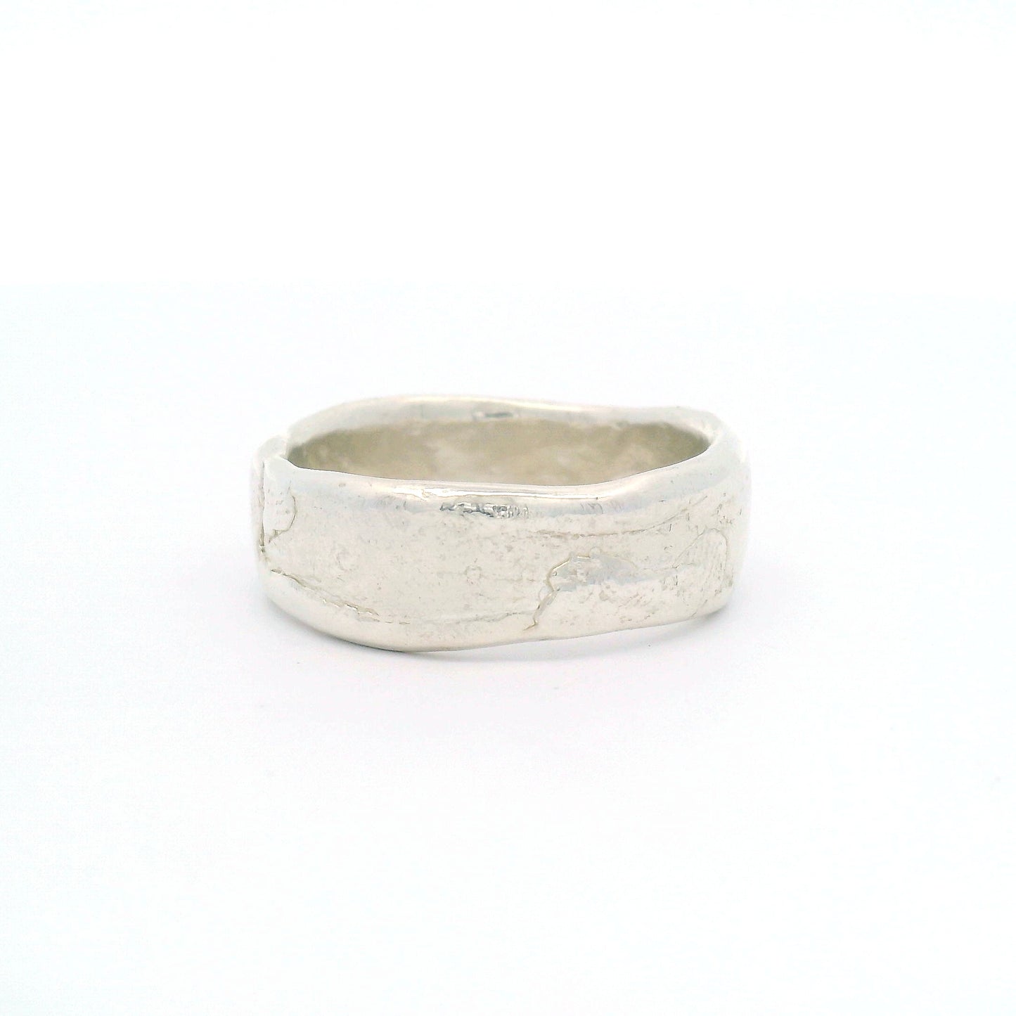 Silver Soft Textured Organic Hammered Band