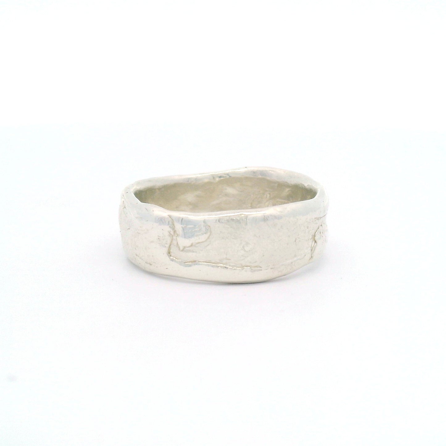 Silver Soft Textured Organic Hammered Band