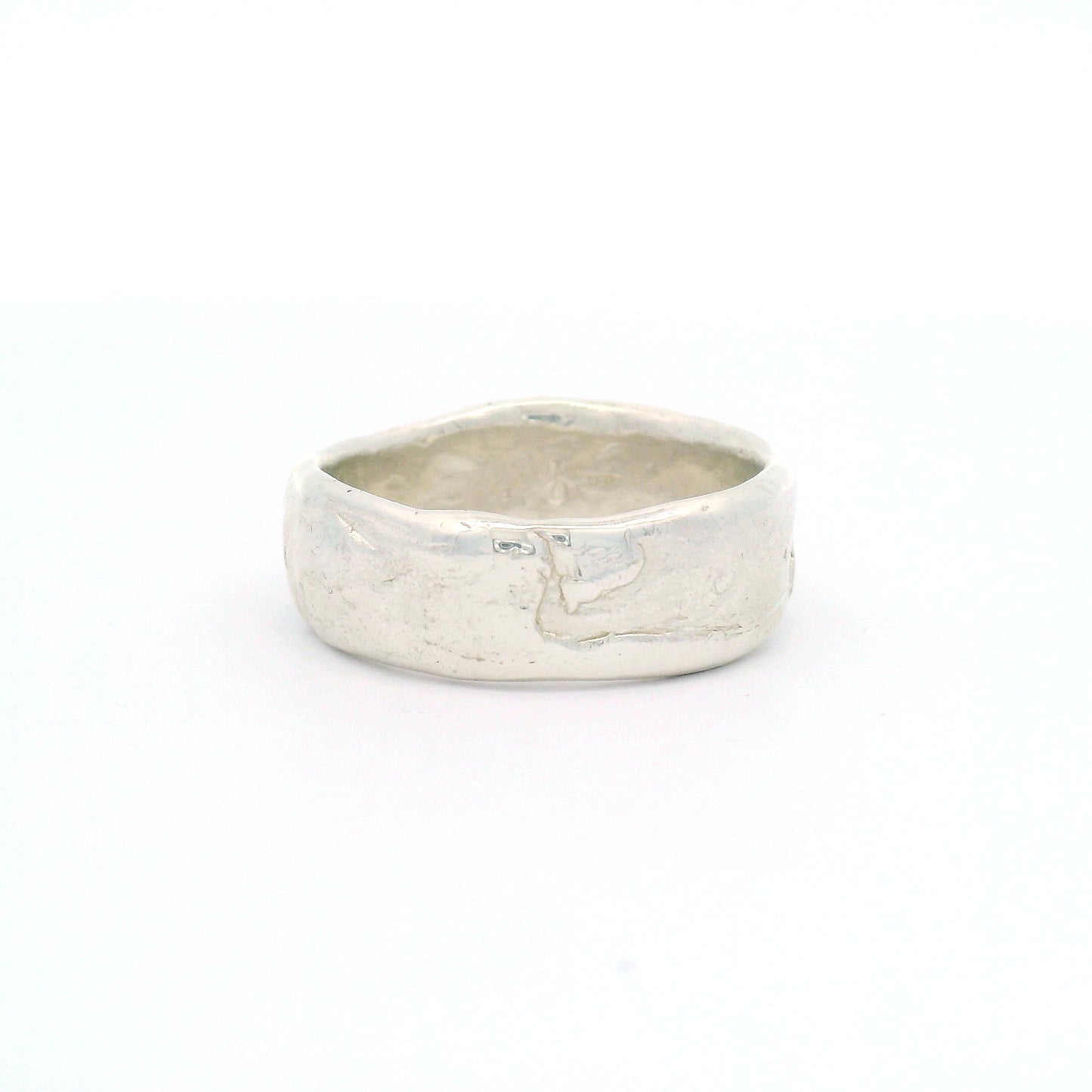 Silver Soft Textured Organic Hammered Band
