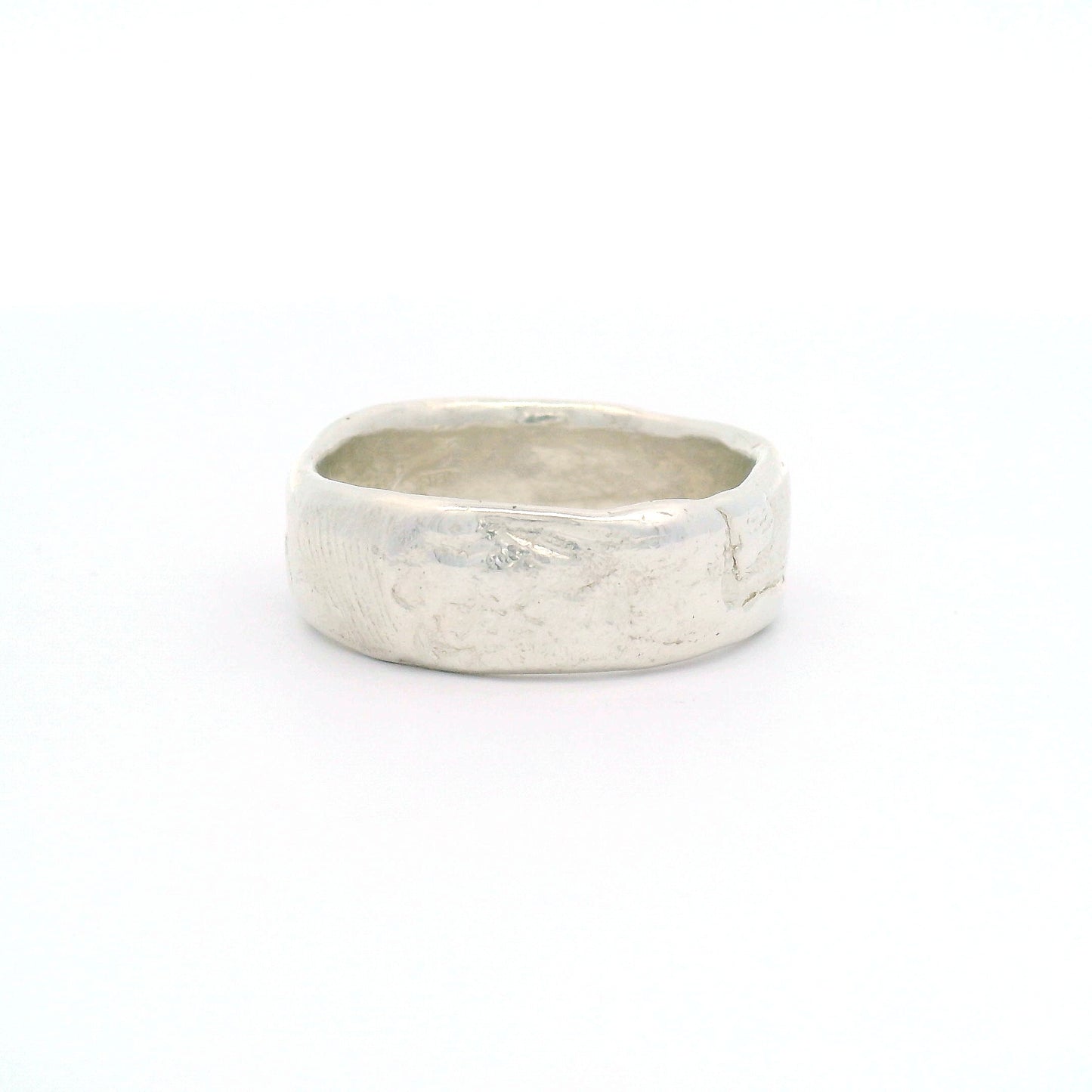 Silver Soft Textured Organic Hammered Band