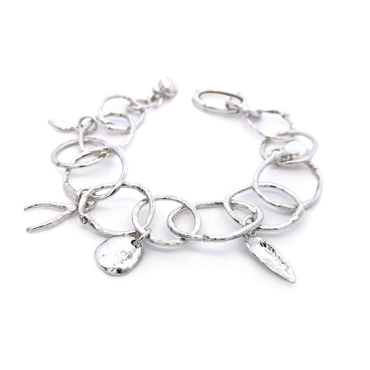 Organic Sterling Silver Charm Bracelet