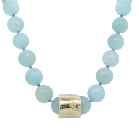 Sterling Silver Barrel Aquamarine Necklace
