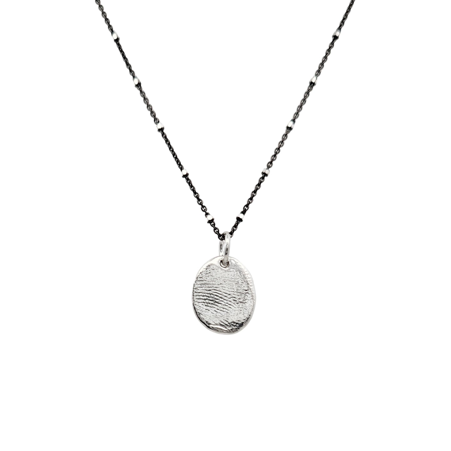 Silver Organic Fingerprint Charm Pedant Necklace