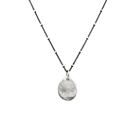 Silver Organic Fingerprint Charm Pedant Necklace