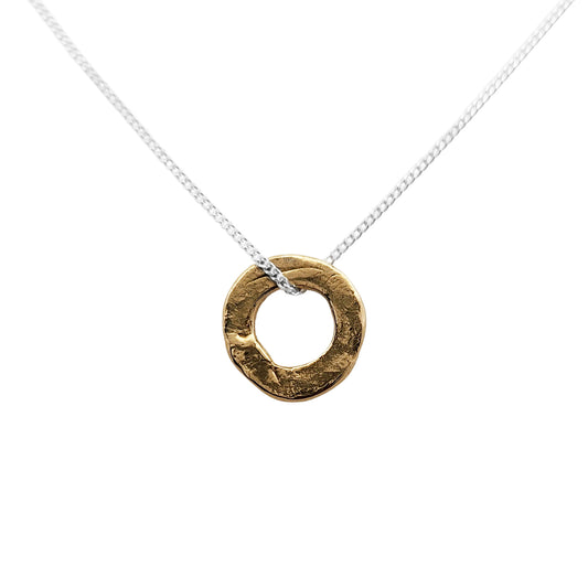 Organic Bronze Donut Pendant Necklace