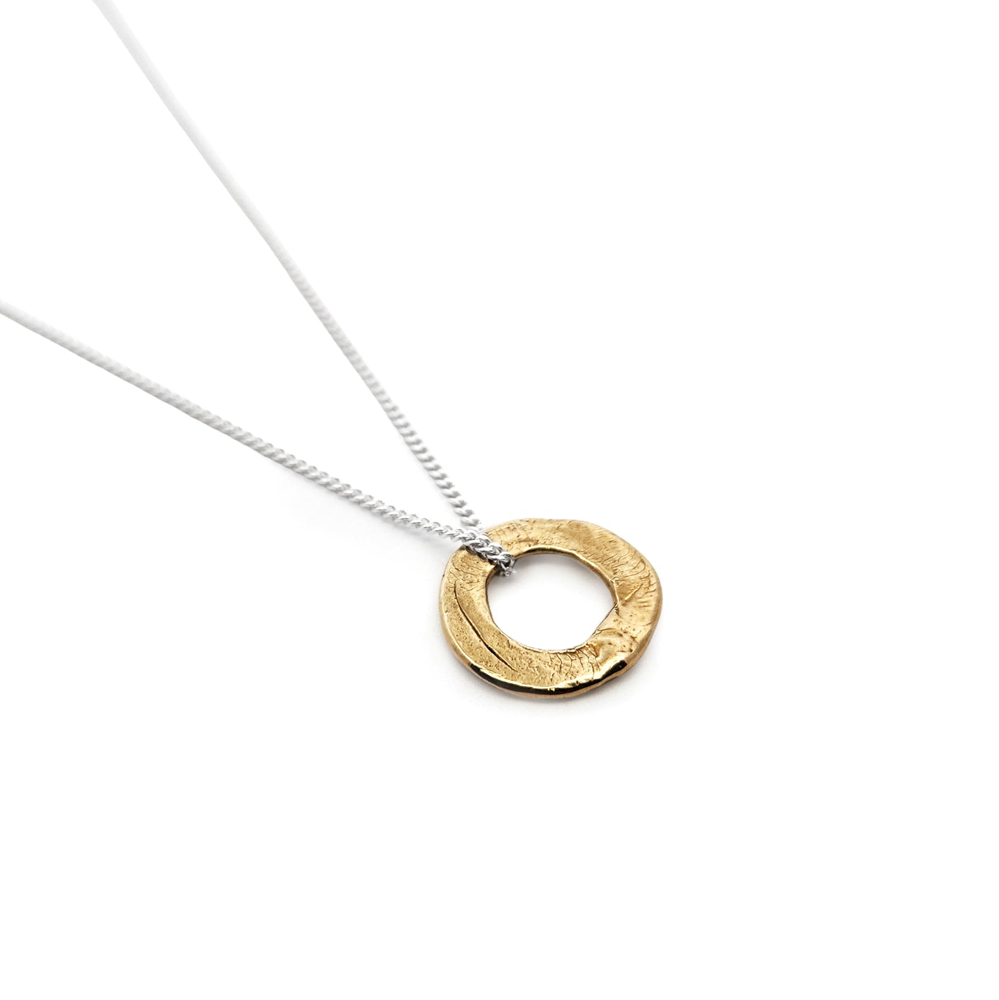 Organic Bronze Donut Pendant Necklace