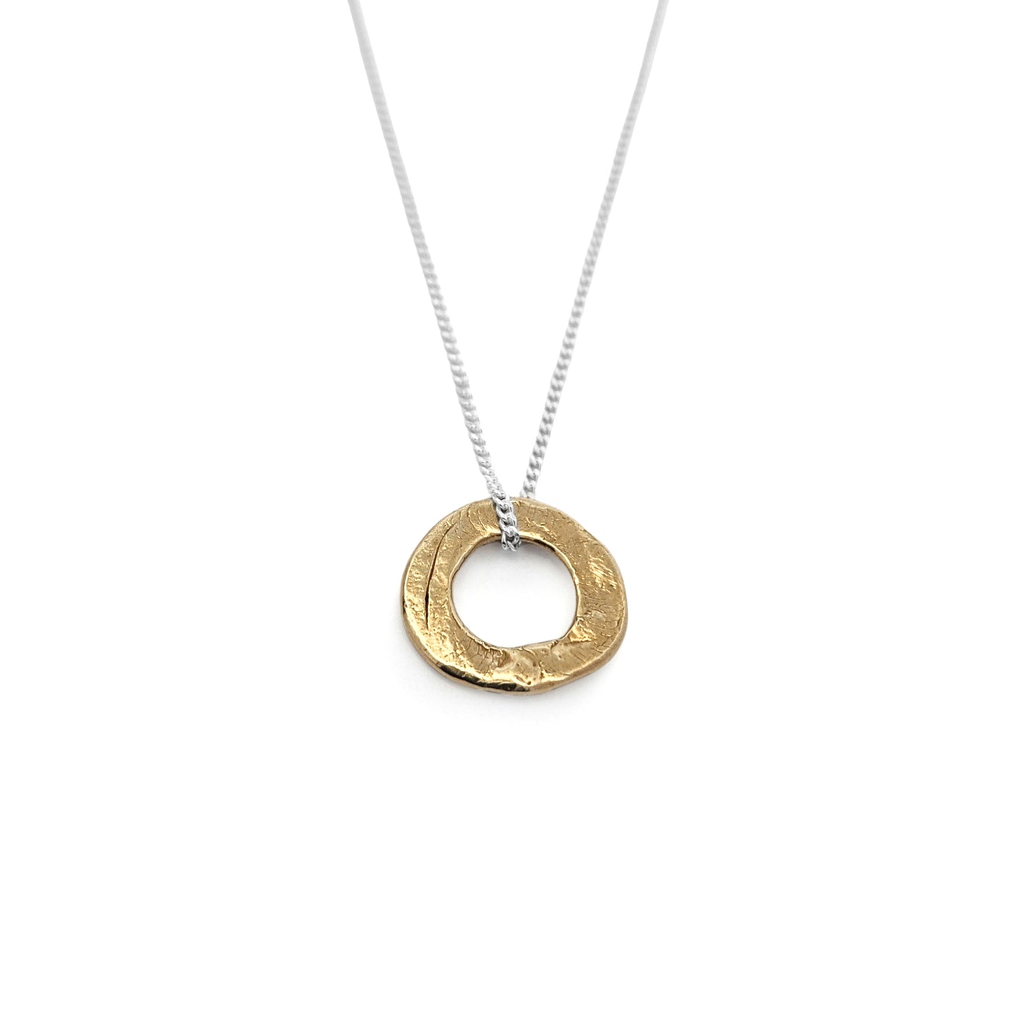 Organic Bronze Donut Pendant Necklace