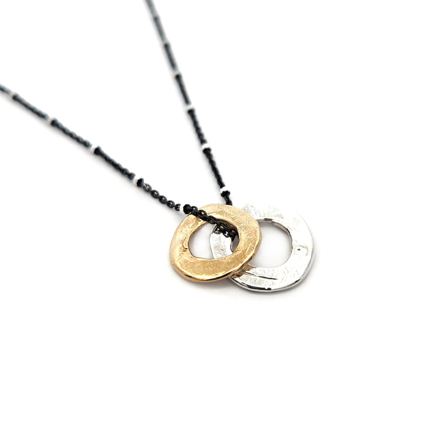 Mixed Bronze & Silver Donut Rings Pendant