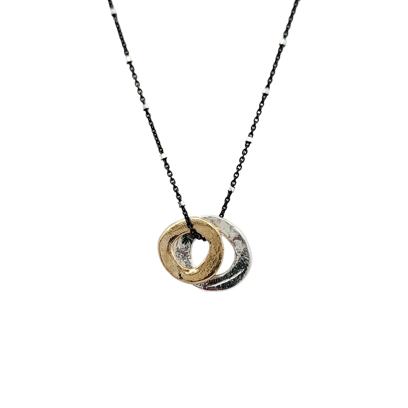 Mixed Bronze & Silver Donut Rings Pendant