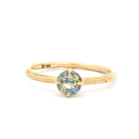 10k Yellow Gold Organic Solitaire with 0.60ct Bluish-Yellow Sapphire