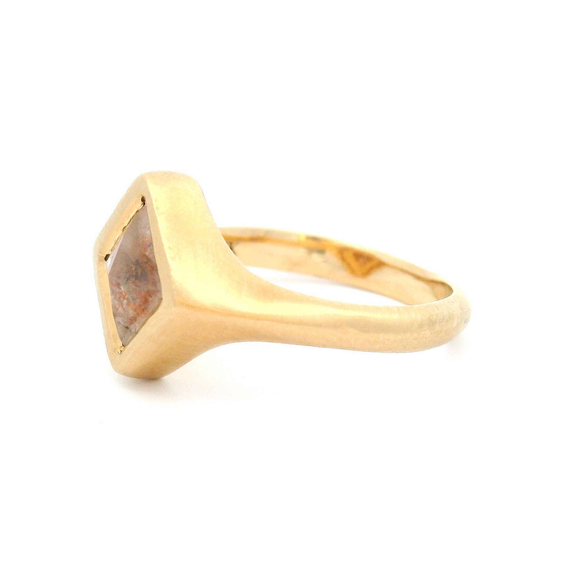 10k Yellow Gold Organic Solitaire with 0.88ct Rose-Cut Salt & Pepper Diamond