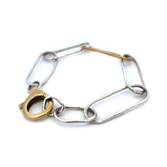 Mixed Metal Paperclip Link Bracelet