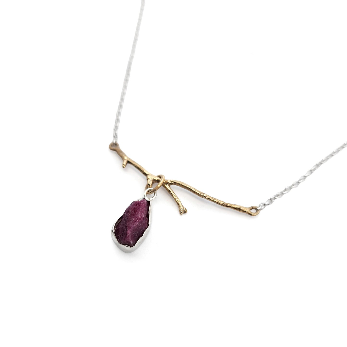 Bronze Branch & Ruby Necklace