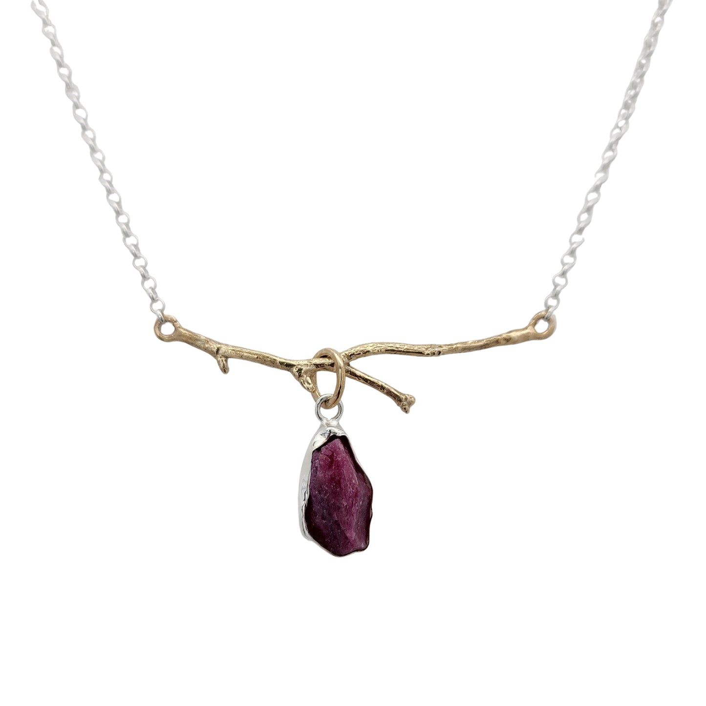 Bronze Branch & Ruby Necklace