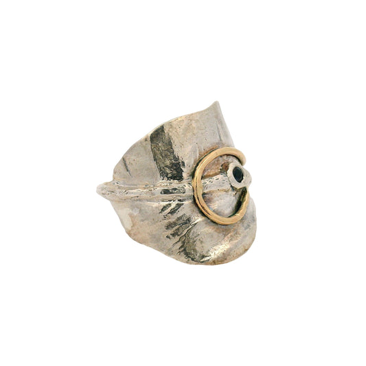 Sterling Silver and Sapphire Leaf Ring