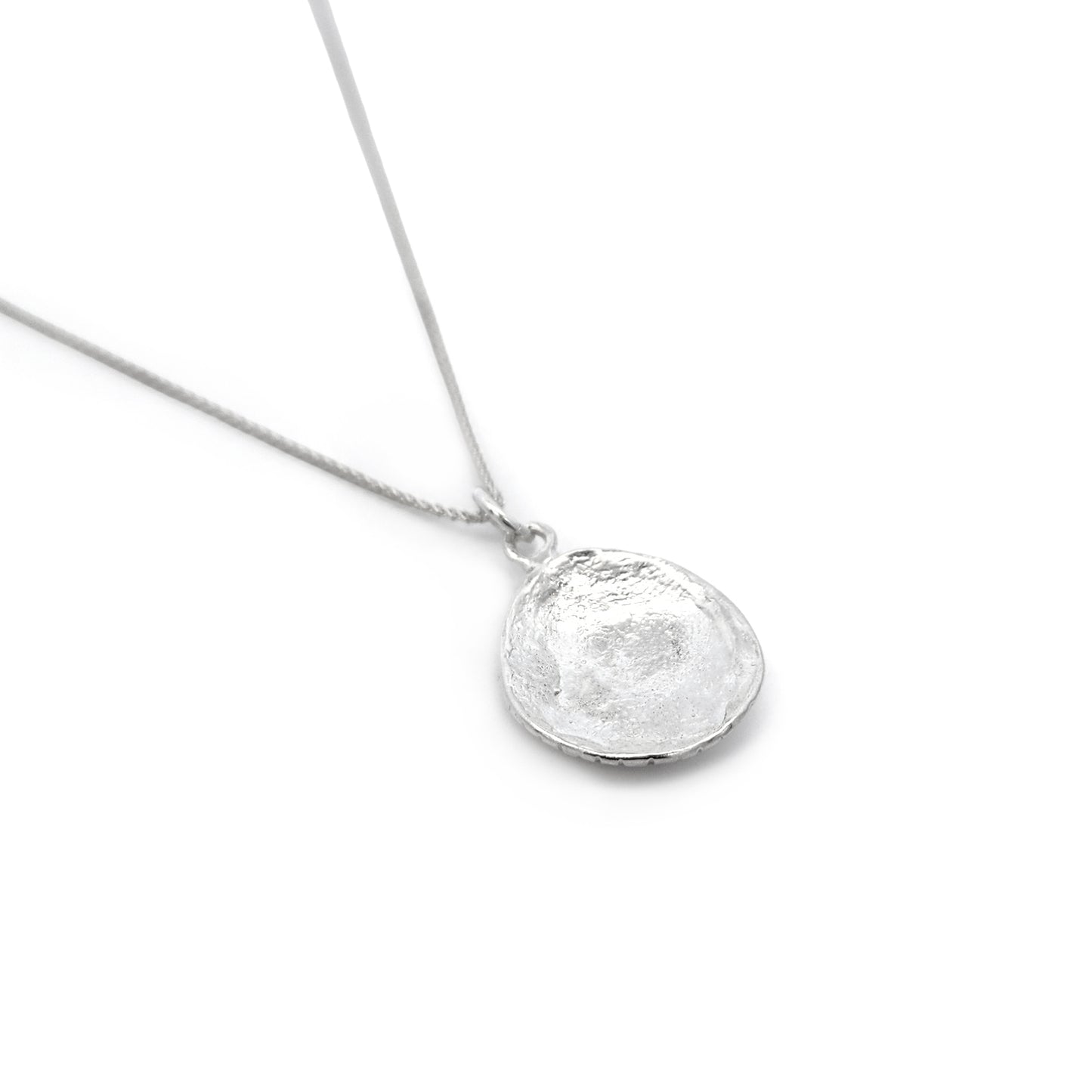 Silver Concave Notched Medallion Pendant