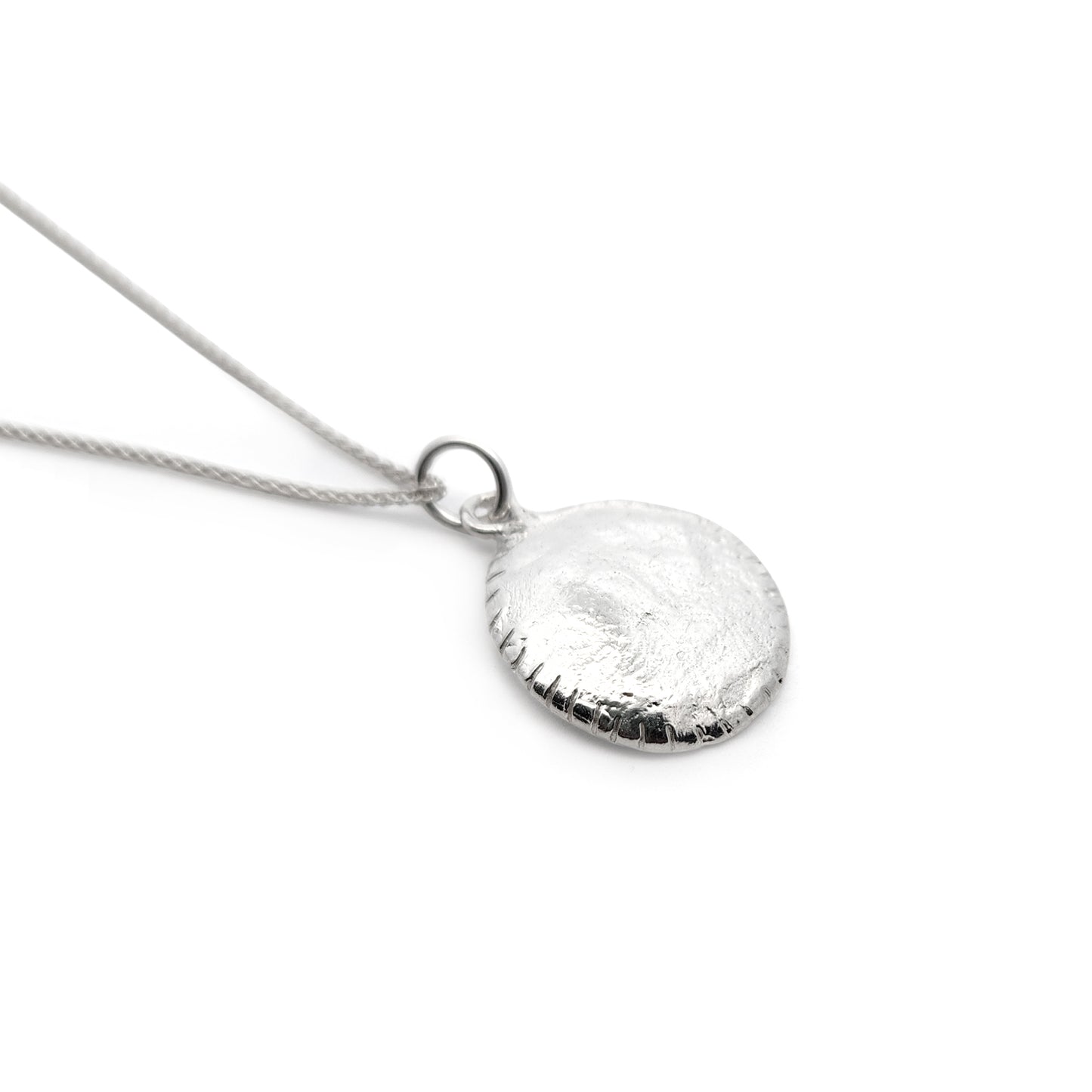 Silver Concave Notched Medallion Pendant