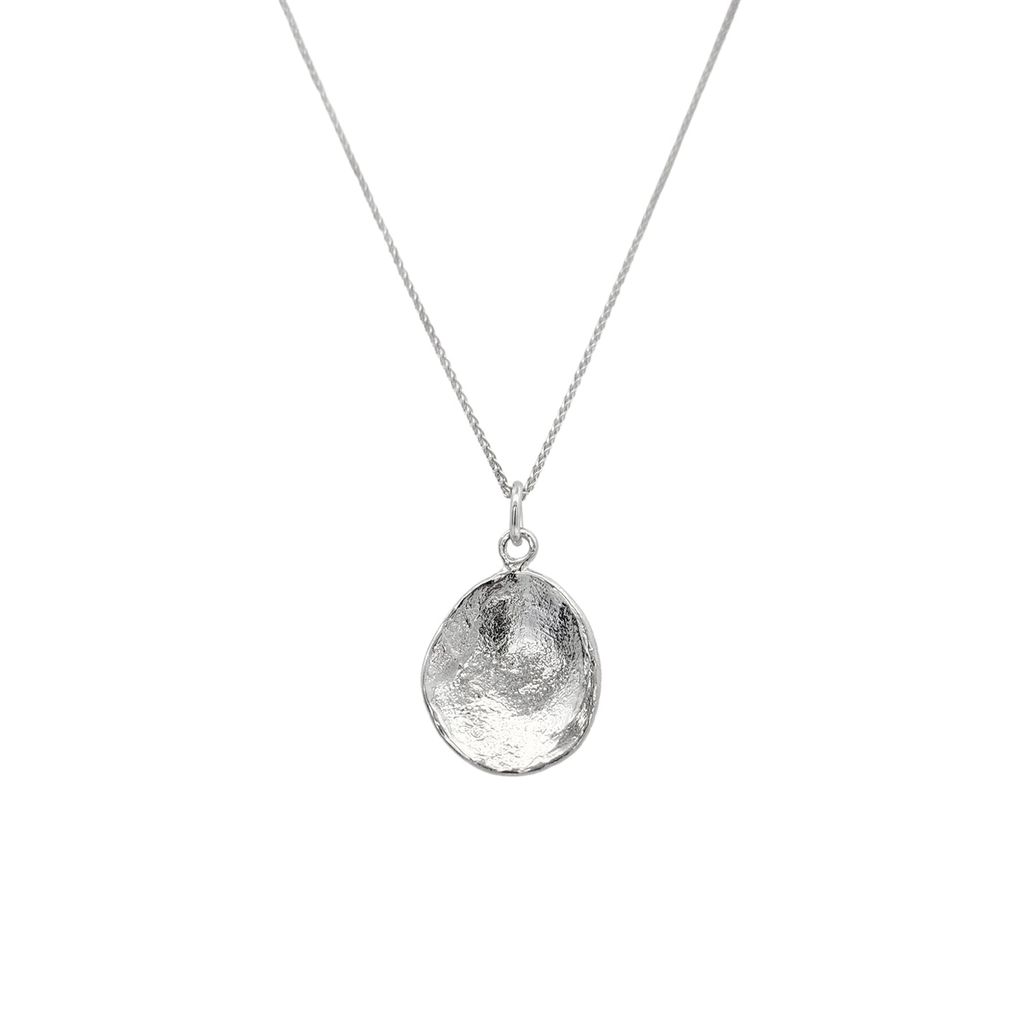 Silver Concave Notched Medallion Pendant