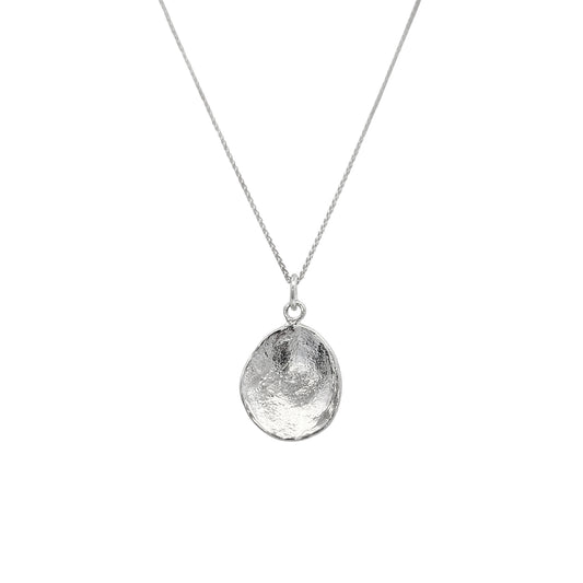 Silver Concave Notched Medallion Pendant