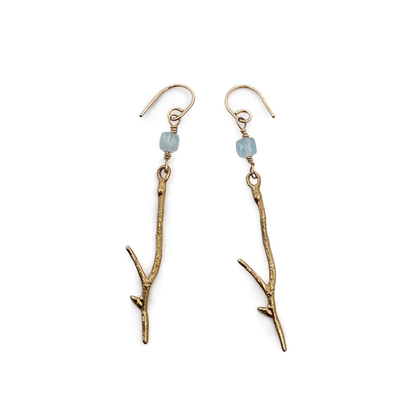 Bronze & Aquamarine Branch Earrings