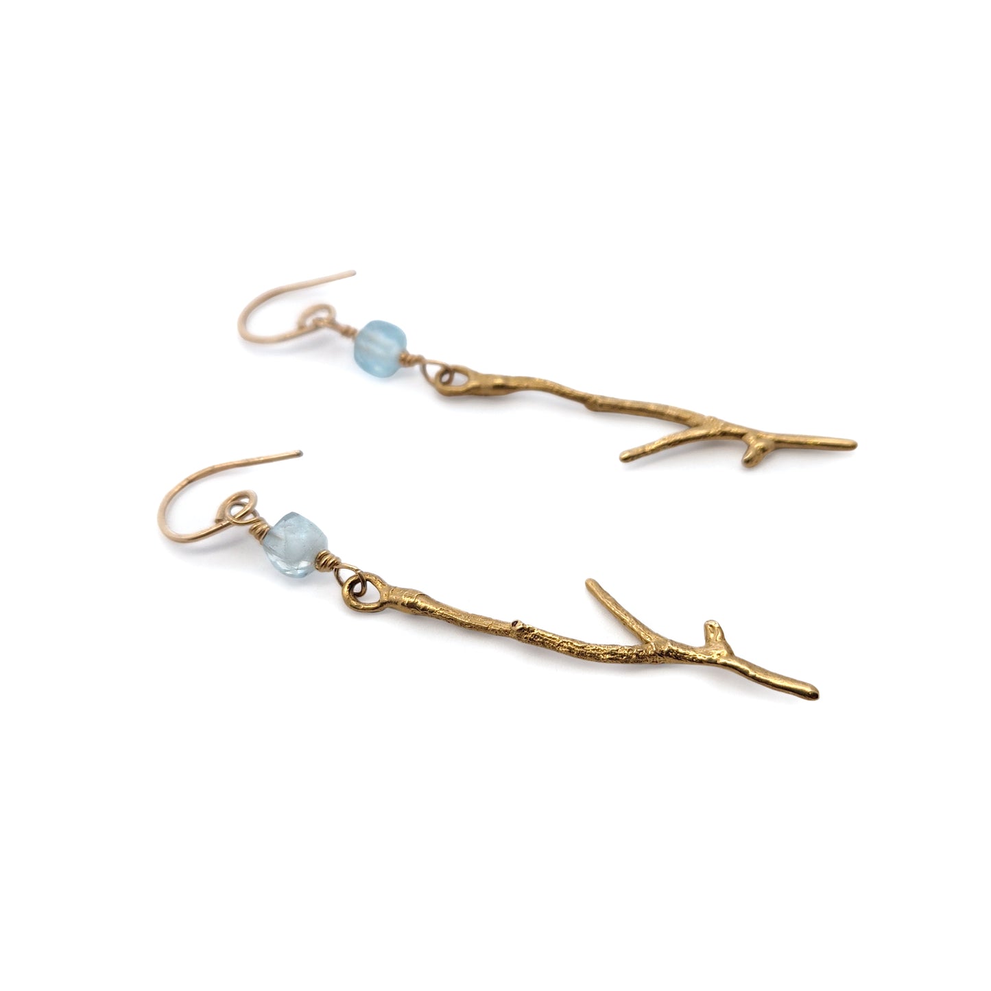 Bronze & Aquamarine Branch Earrings