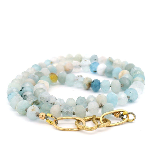 Aquamarine Bronze Beaded Necklace
