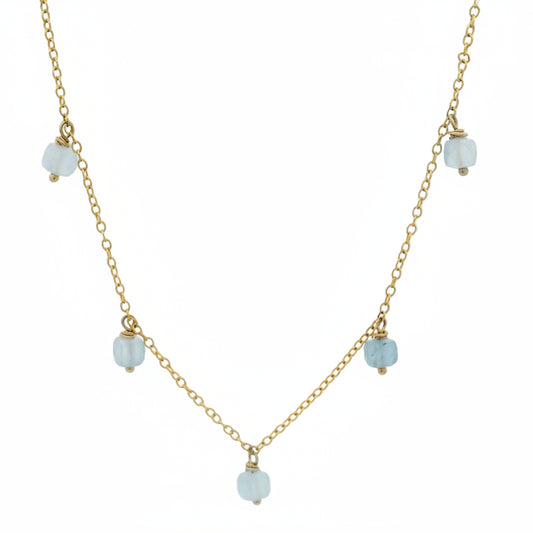 Gold Aquamarine Gemstone Necklace