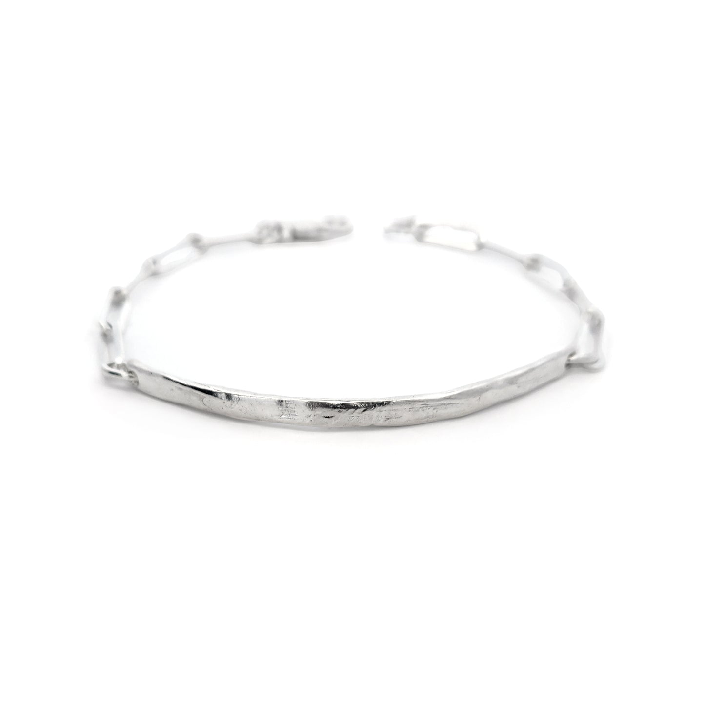 Silver Paperclip ID Bar Bracelet