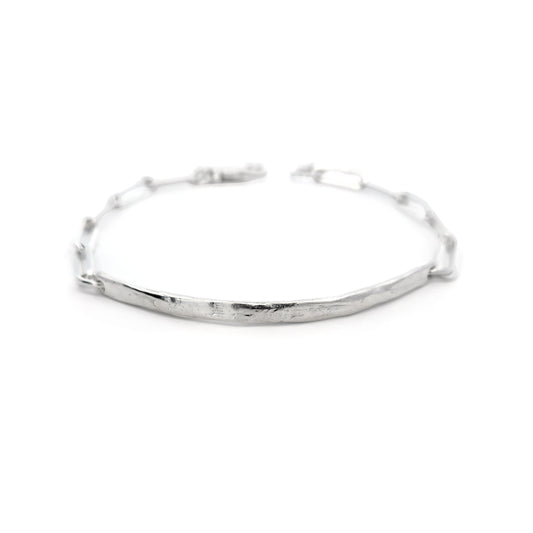 Silver Paperclip ID Bar Bracelet